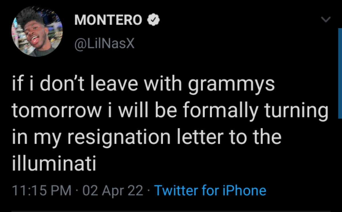 “I Will Resign From The Illuminati If I Don't Win Grammys” - Lil Naz X.