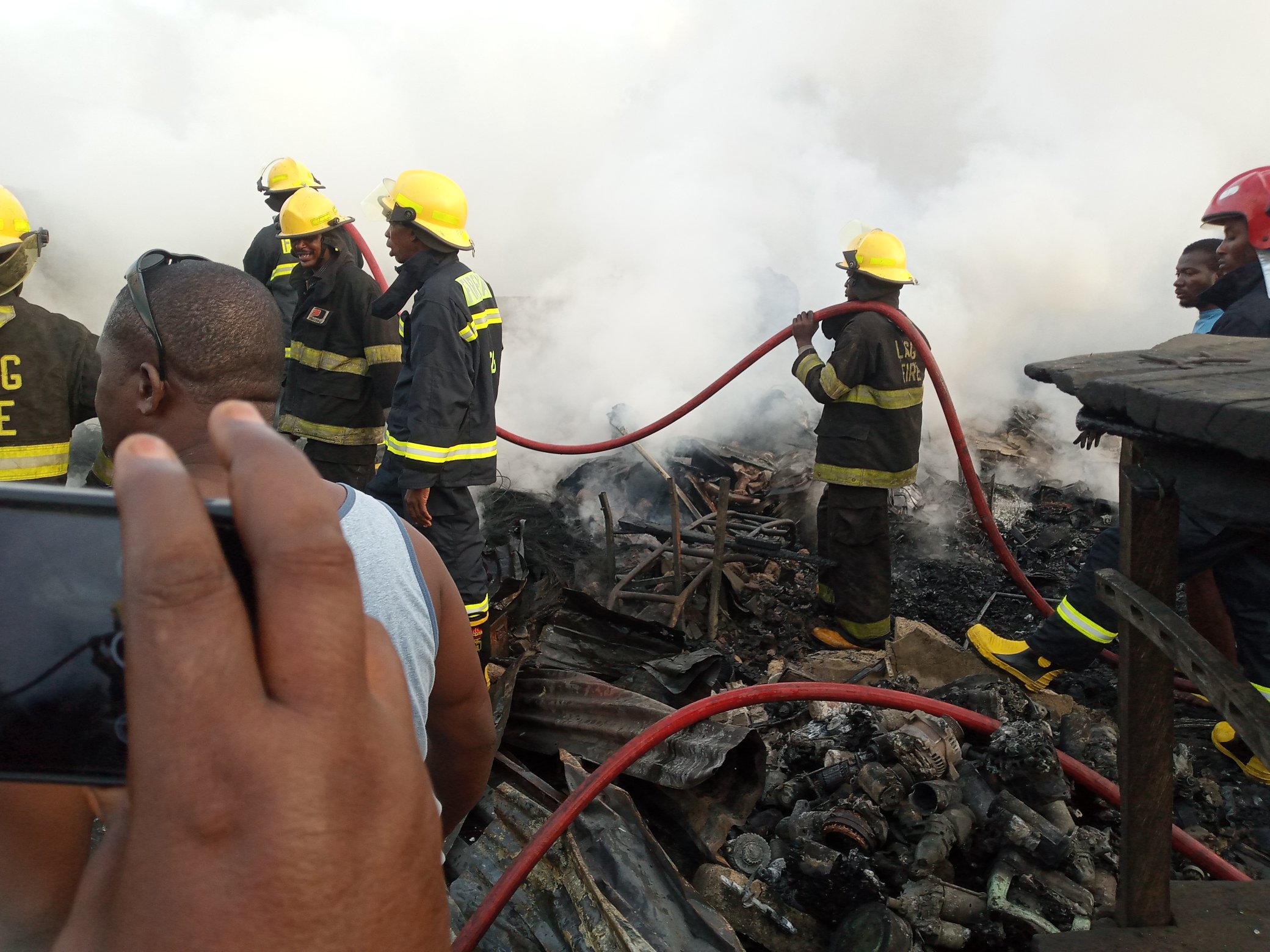 Fire Razes Shops At Lagos Auto Spare Parts Market