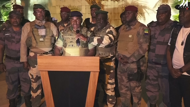 Gabon military officers declare coup after Ali Bongo wins disputed election