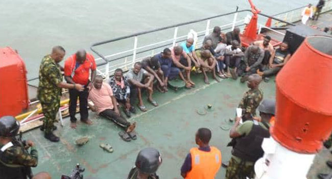 Navy Arrests 17 Suspects, Intercepts Vessel With Stolen Crude In Ondo